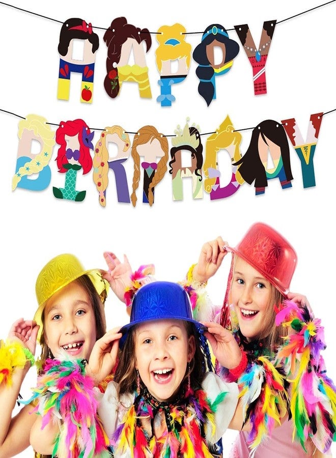 JAGMAG Princess Happy Birthday Banner, Princess Party Supplies Happy Birthday Banner, Princess Party for Girl - Image 4